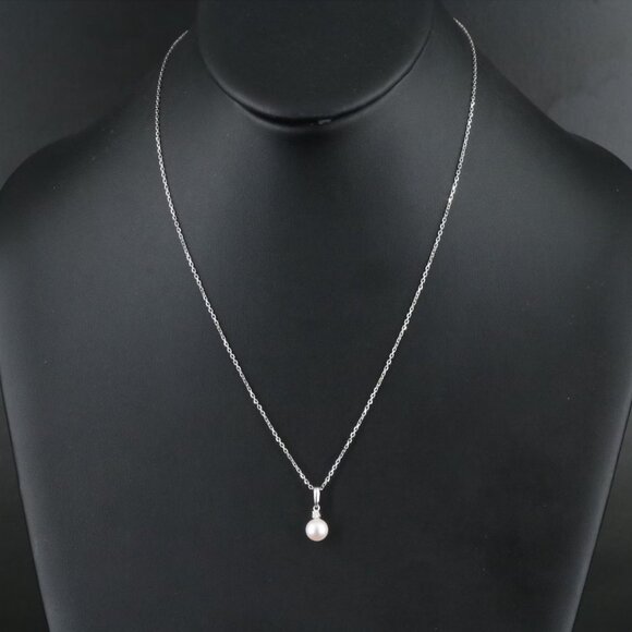 Mikimoto 18K Cultured Pearl and Diamond Pendant Necklace - Picture 2 of 6